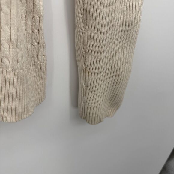 Pria Beige Cable Knit Cotton V Neck Sweater Y2k Size Medium - Picture 9 of 9